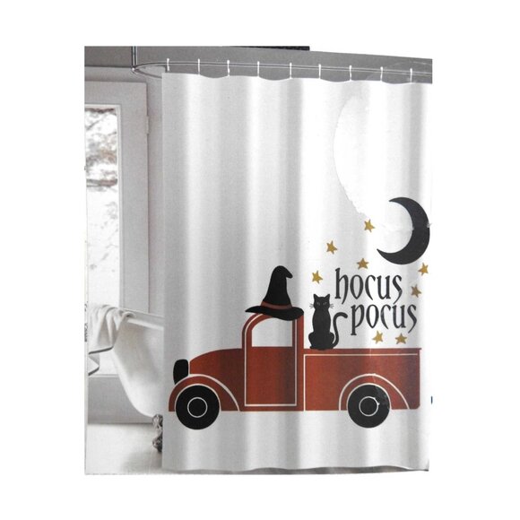 Hocus Pocus Shower Curtain Spooky Backdrop Kids Friendly New With Tags - Picture 1 of 4